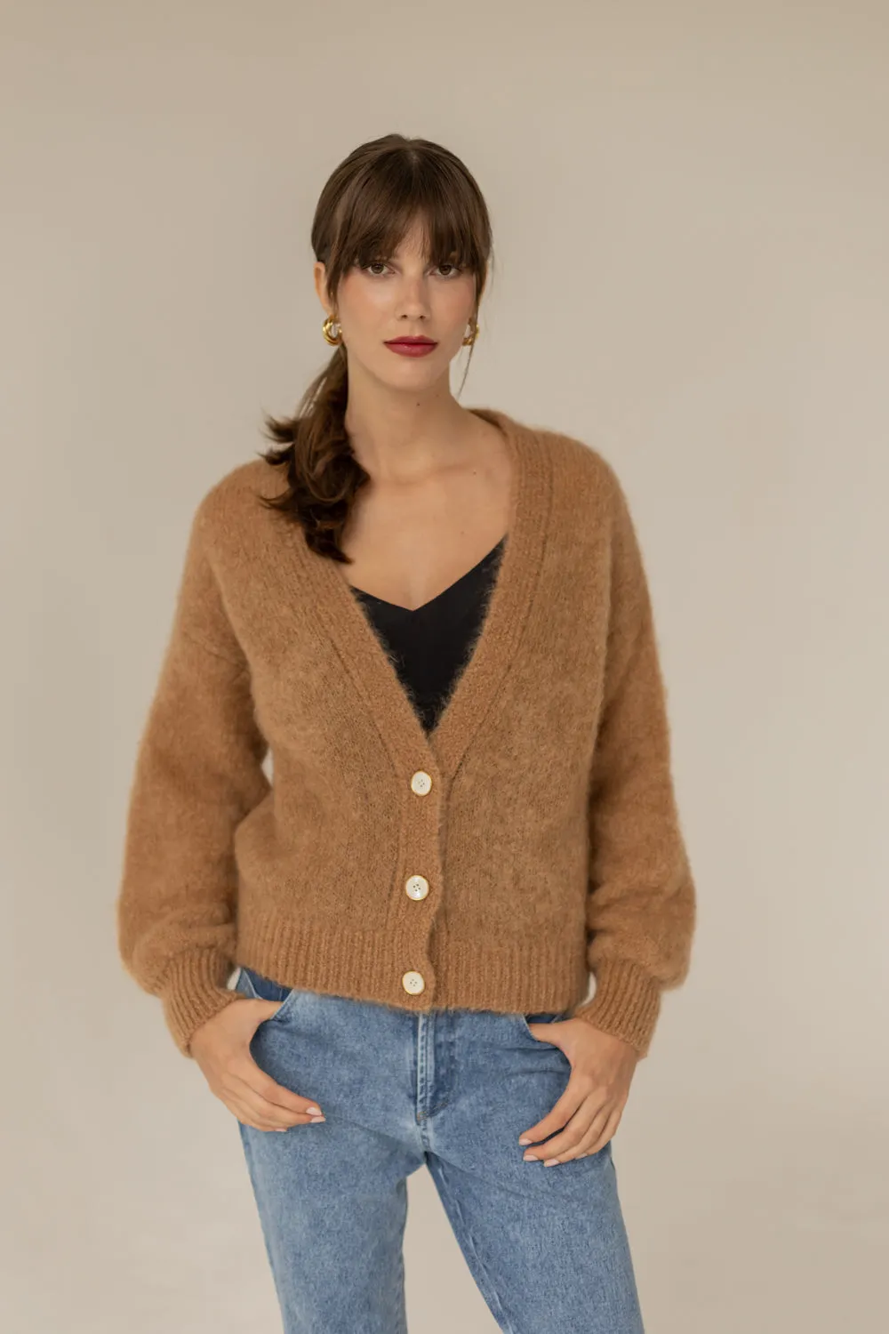 Mia Mohair Cardigan Caramel