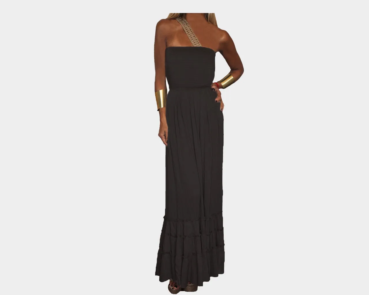 Midnight Black Ruffle Bottom dress - The Cannes