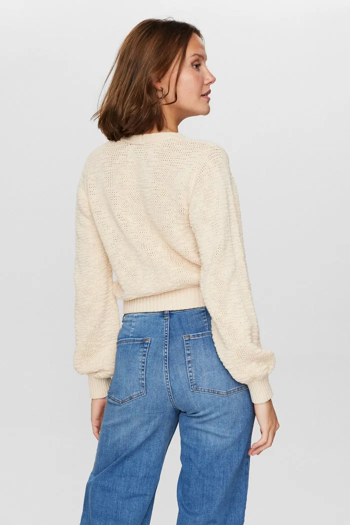 Numph Mirna Cropped Cardigan in Sandshell