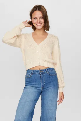 Numph Mirna Cropped Cardigan in Sandshell