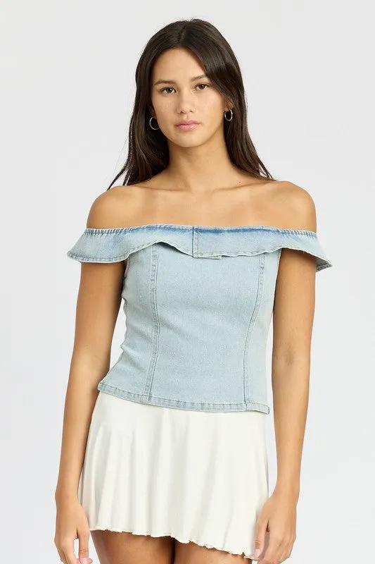 OFF SHOULDER BUSTIER TOP WITH BACK ZIPPER KESLEY COTTON TOP WOMENS FASHION