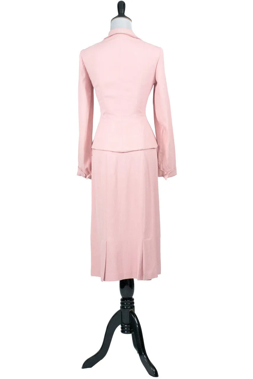 ON HOLD // 1940s Martha Gale Vintage Pink Skirt Suit w/ Beading