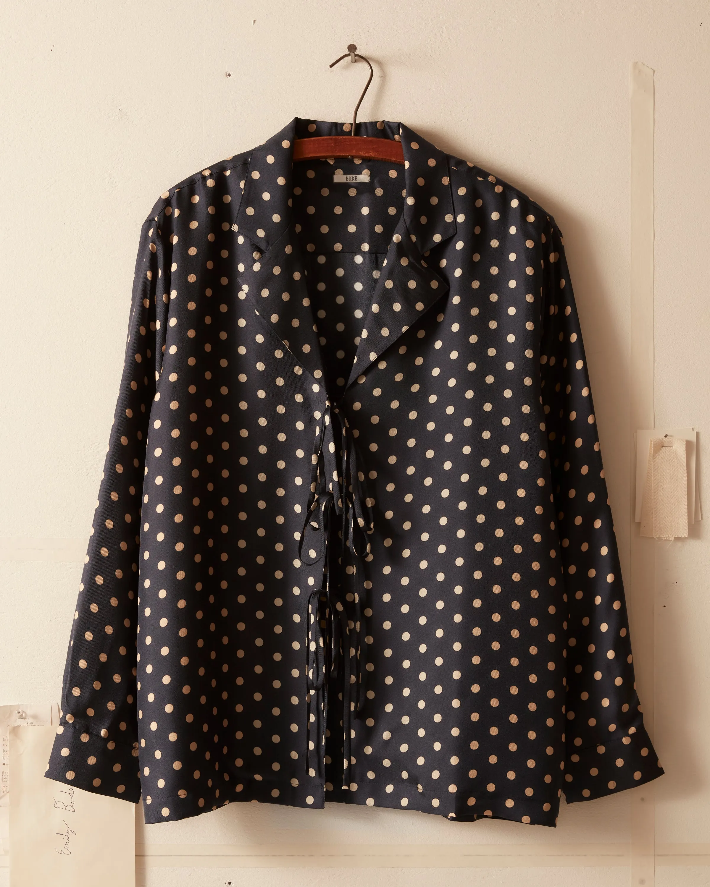 Polka Dot Micro Tie Long Sleeve Shirt