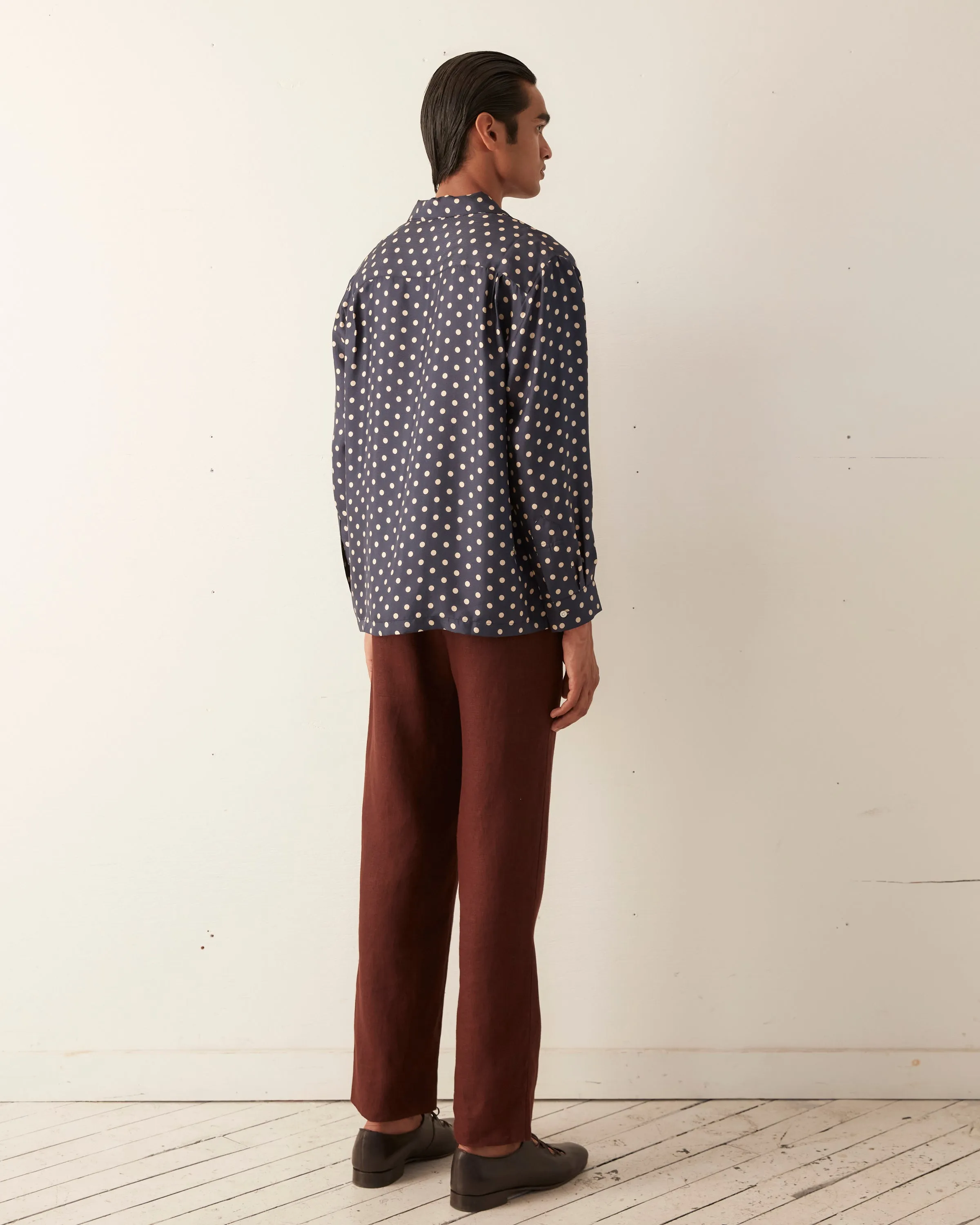 Polka Dot Micro Tie Long Sleeve Shirt