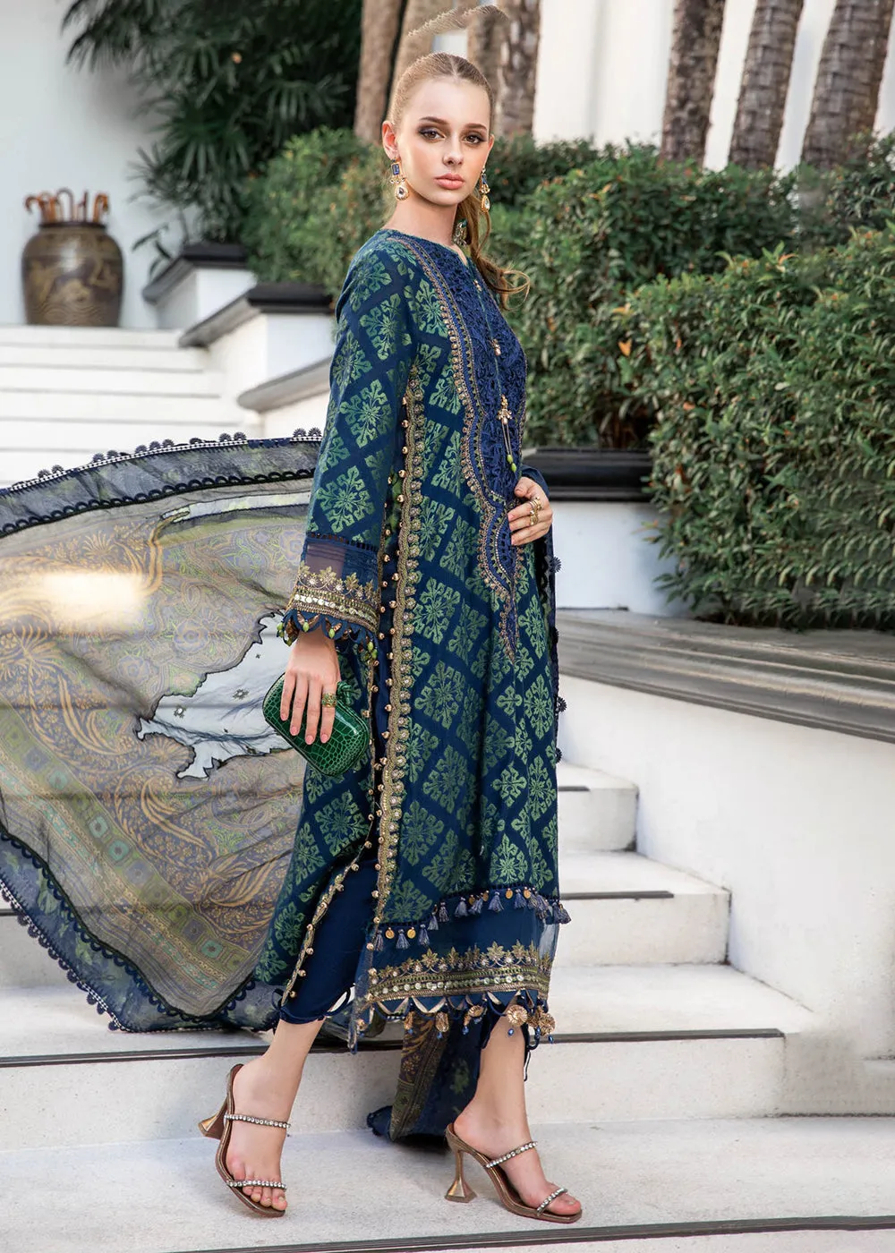 Pretty Blue Embroidered Suit - Maria B Lawn Eid Collection 2023 - EL-23-08