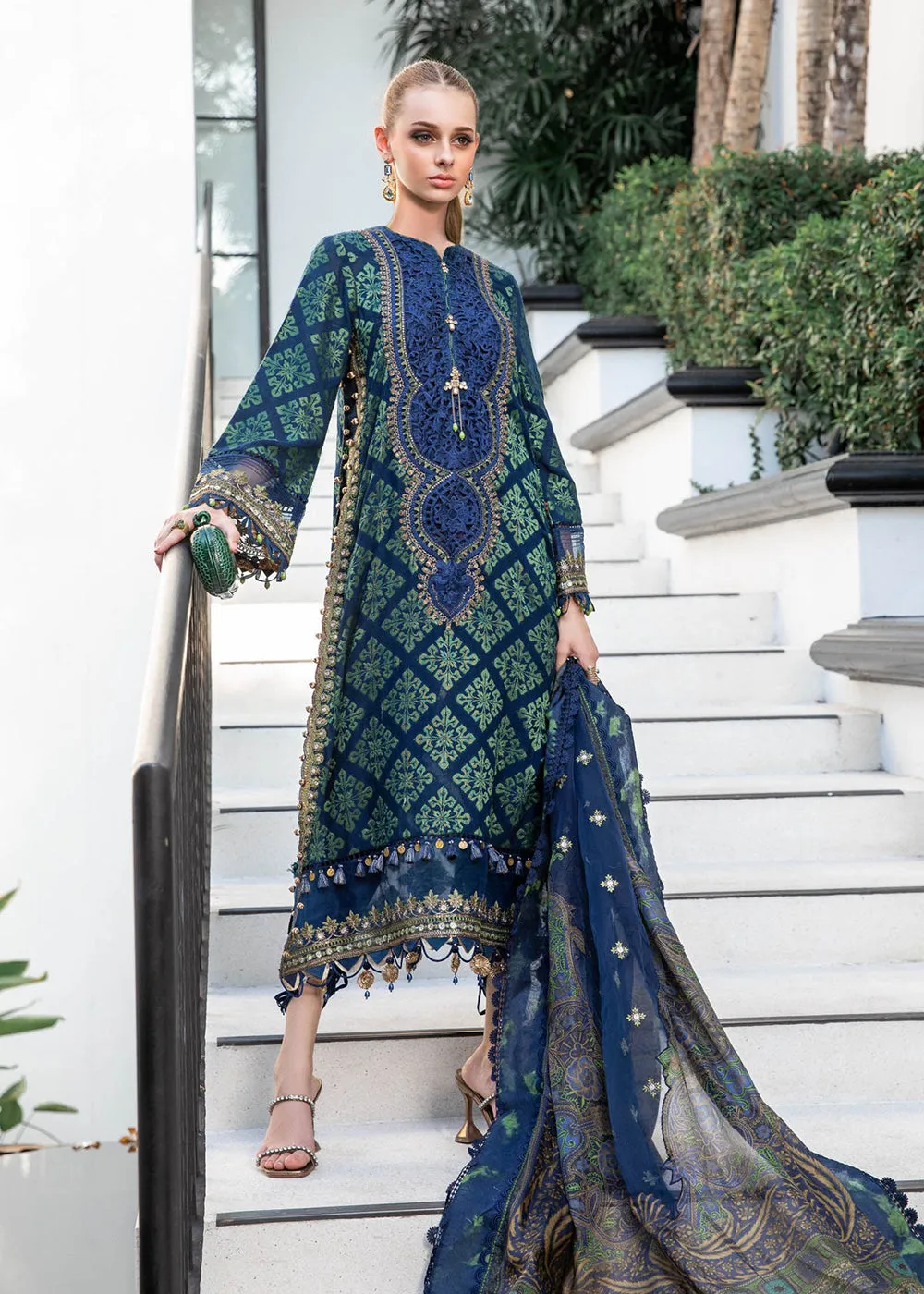 Pretty Blue Embroidered Suit - Maria B Lawn Eid Collection 2023 - EL-23-08