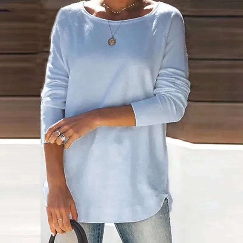 Round Neck Solid Color Casual T-shirt