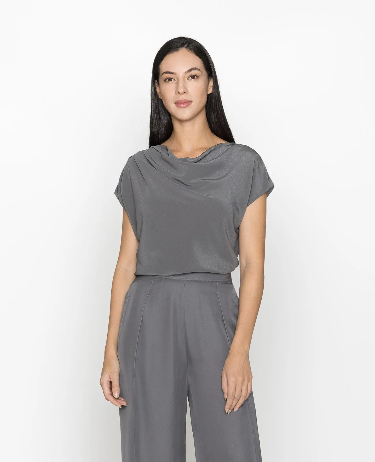 Silk Draped Neck Tee