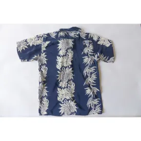 Silk Pineapple Aloha Shirts | Navy