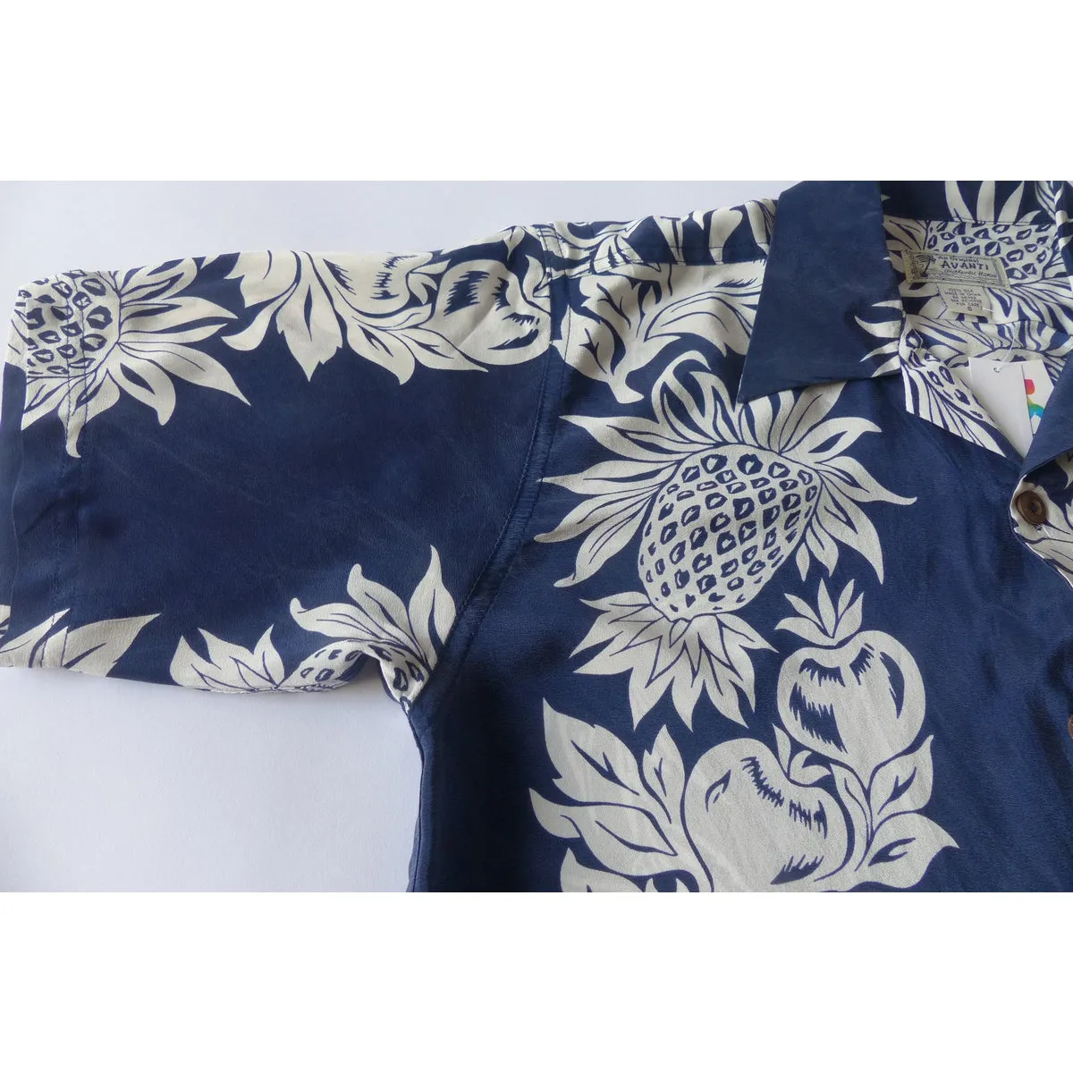 Silk Pineapple Aloha Shirts | Navy