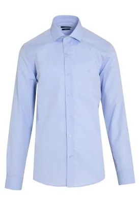 Slim Fit Cotton Blue Dress Shirt