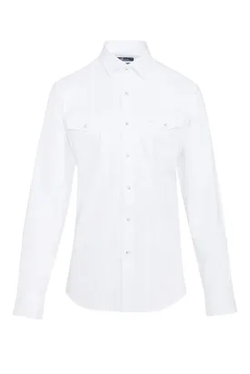 Slim Fit Plain Cotton White Casual Shirt