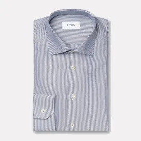 Slim Fit Striped Signature Twill Shirt / Dark Blue