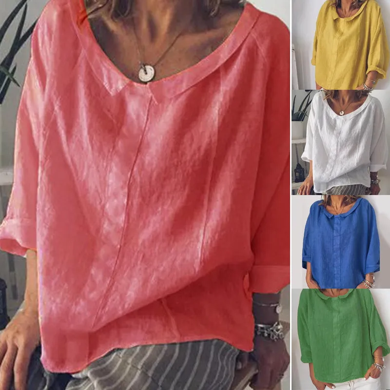 Solid Color Collar Pullover Shirt