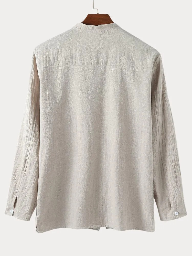 Solid Color Cotton Linen Shirt