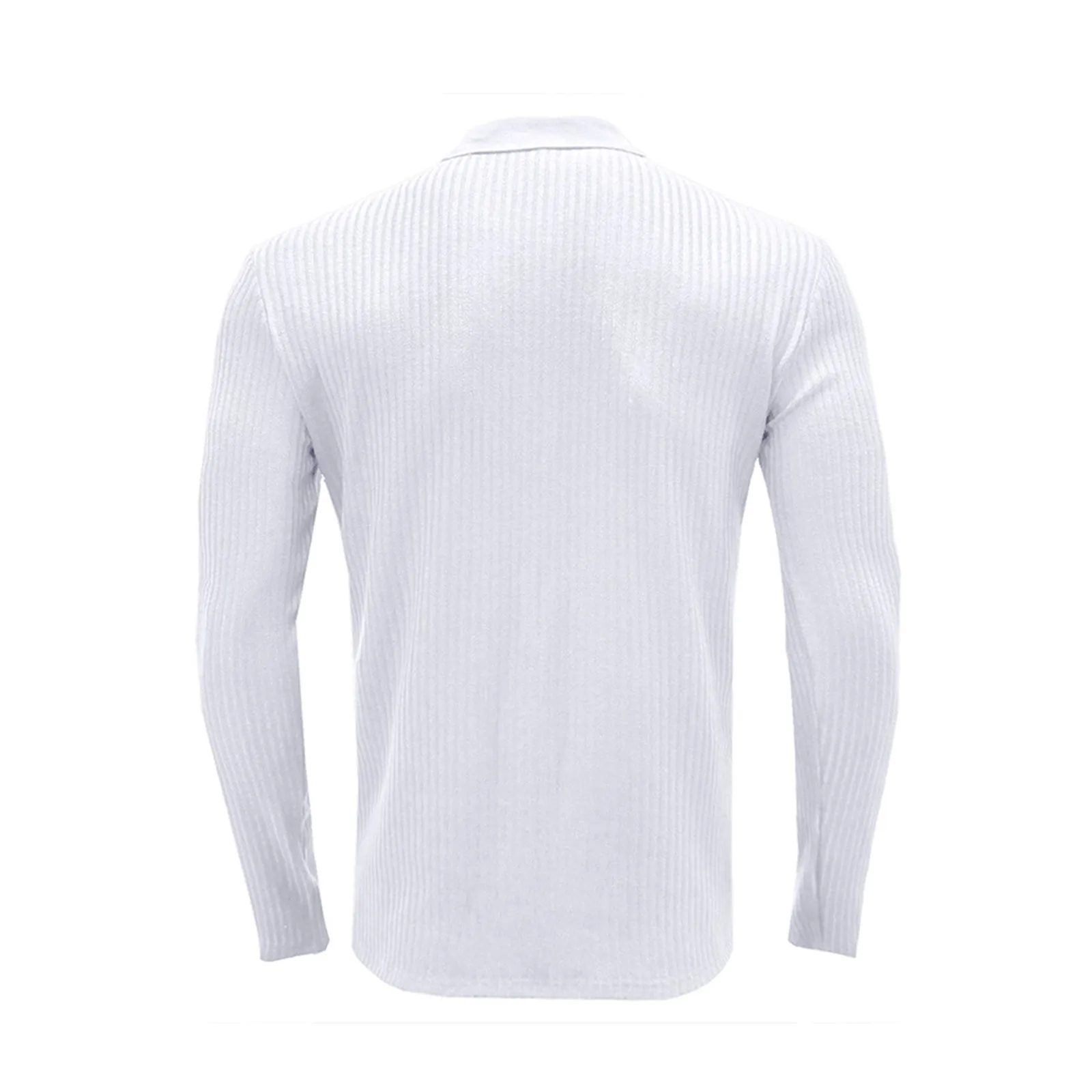 SOLID COLOR RIBBED LONG SLEEVE POLO SHIRT