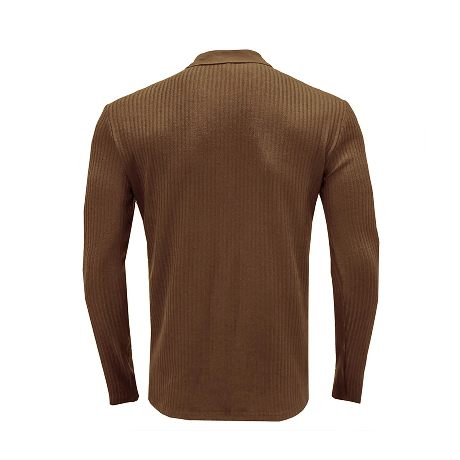 SOLID COLOR RIBBED LONG SLEEVE POLO SHIRT