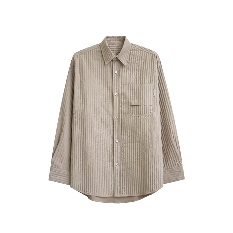 Solid Color Striped Casual Shirt