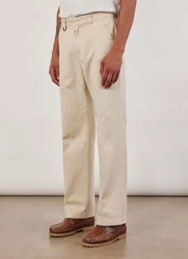 Stay Press Trousers | Cotton Twill Canvas | Ecru