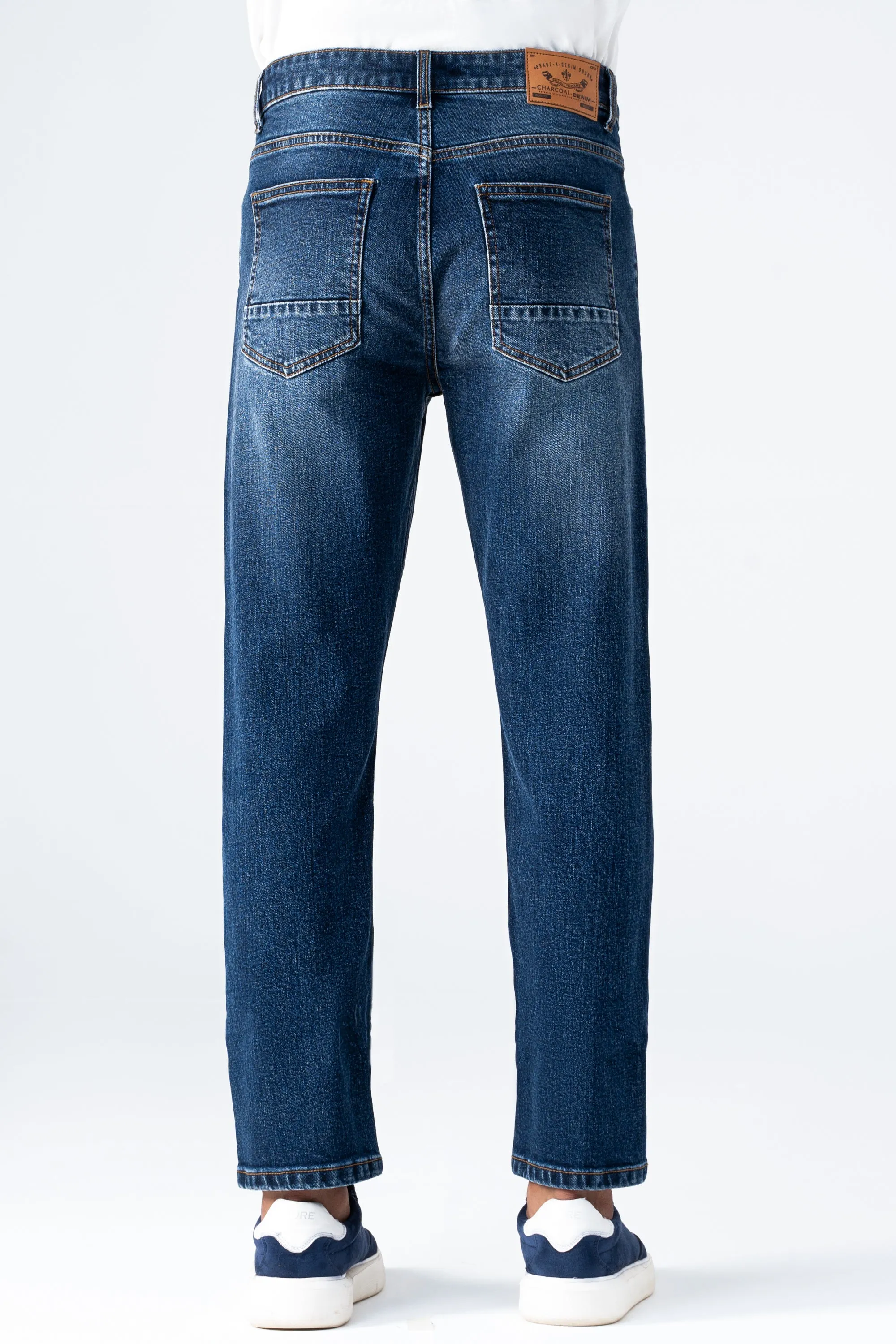 STRAIGHT LEG DENIM JEANS DARK BLUE