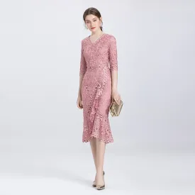 Temperament slim hip tail sleeve flower dress