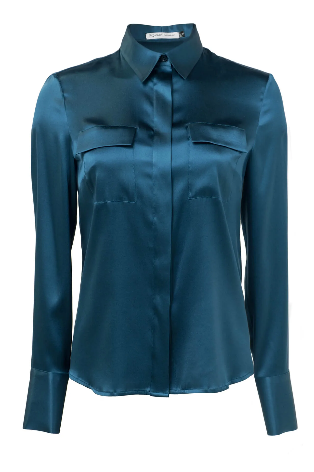 Topaz blue stretch silk shirt