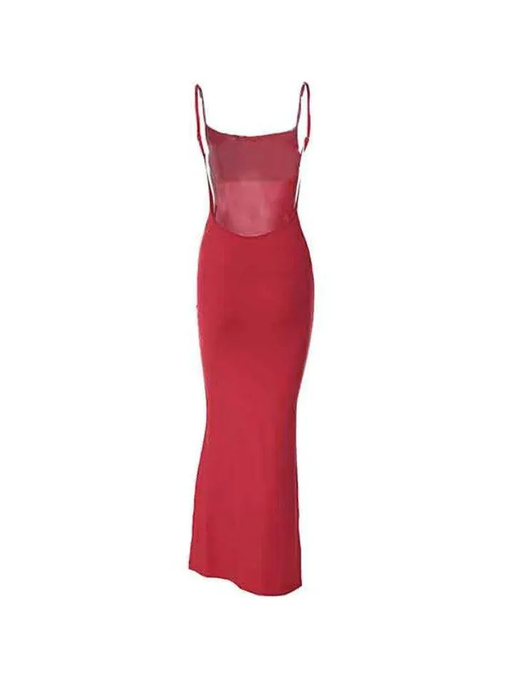 Uniwim Solid Color Backless Slim Maxi Dress