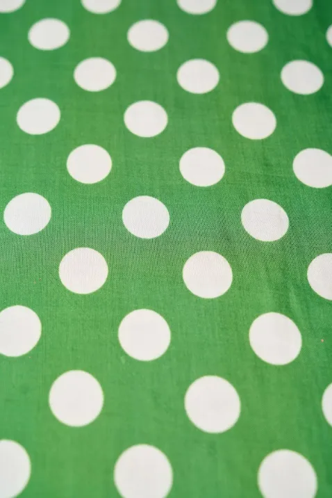 White Polka Dot Pattern Printed Natural Muslin Silk Fabric